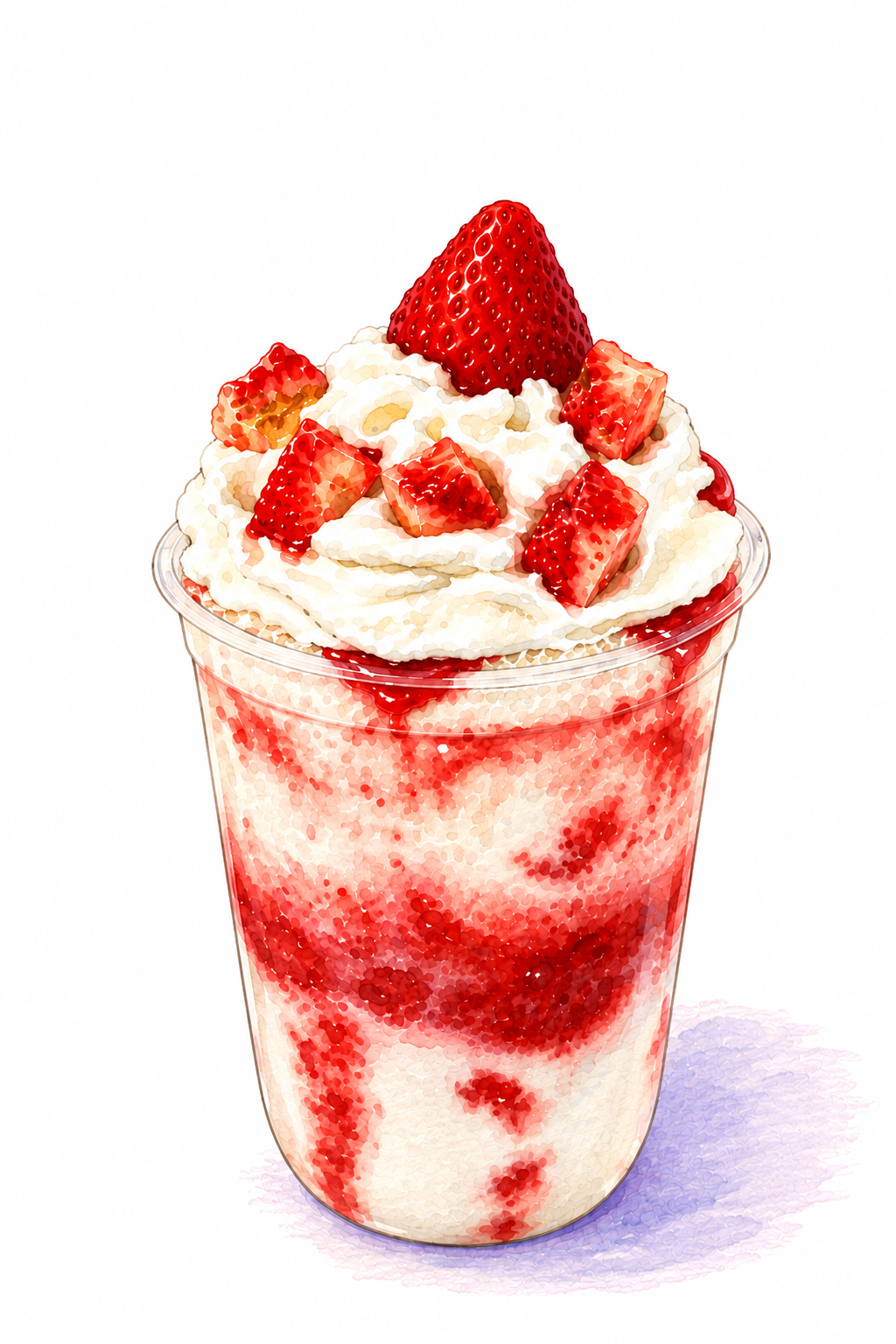 Strawberry shaved ice illustration
